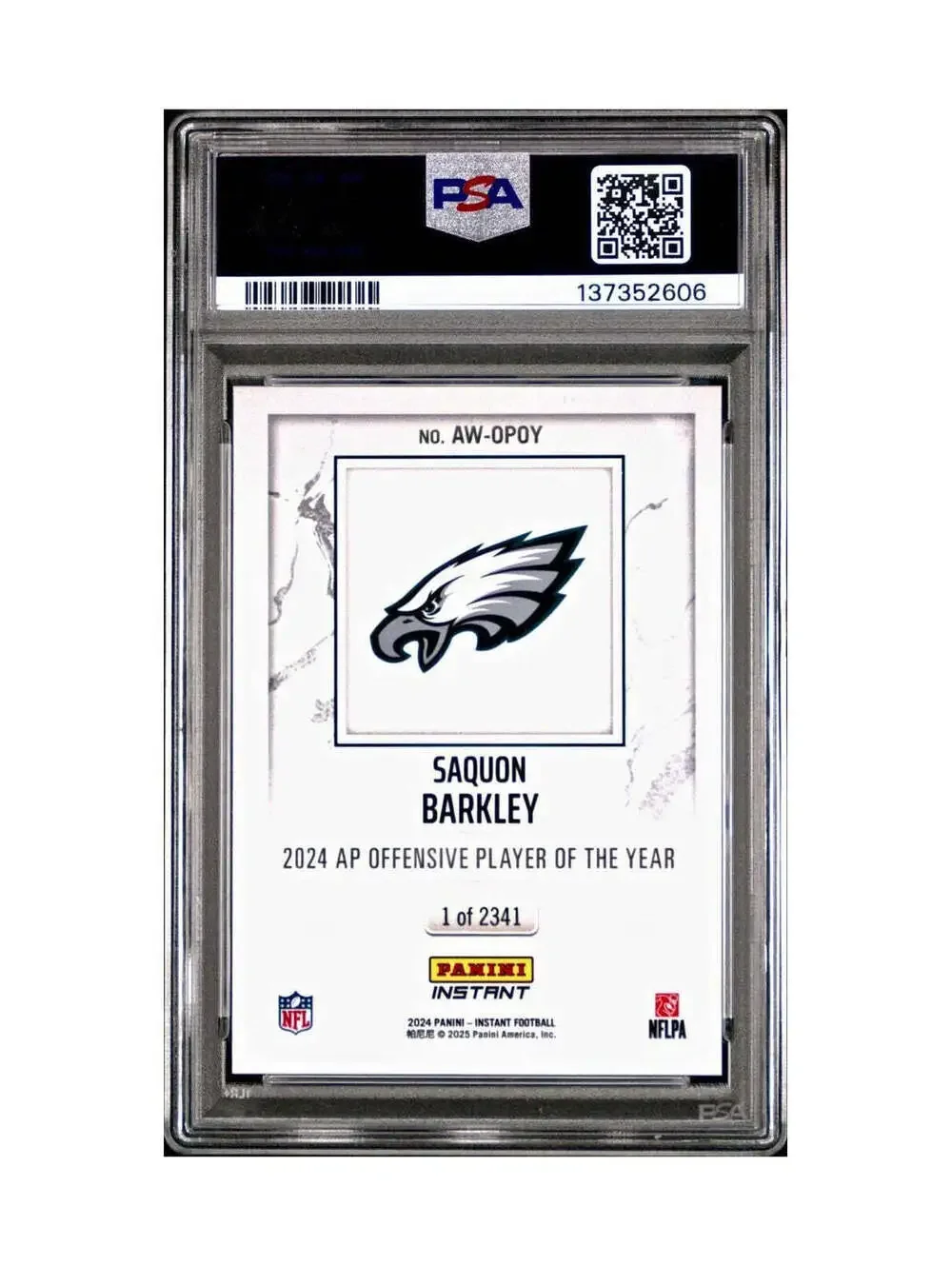 Saquon Barkley 2024 Panini NFL AP Offensive Player of the Year Eagles PSA 9 Mint